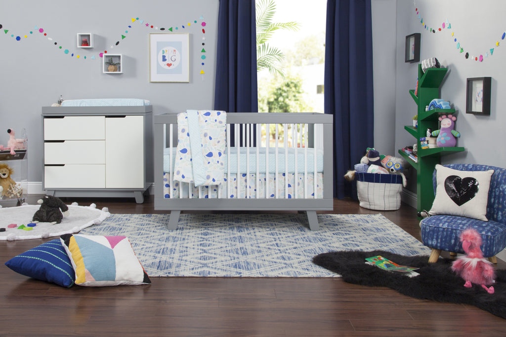 M4201GW,Hudson 3-in-1 Convertible Crib with Toddler Bed Conversion Kit in Grey/White
