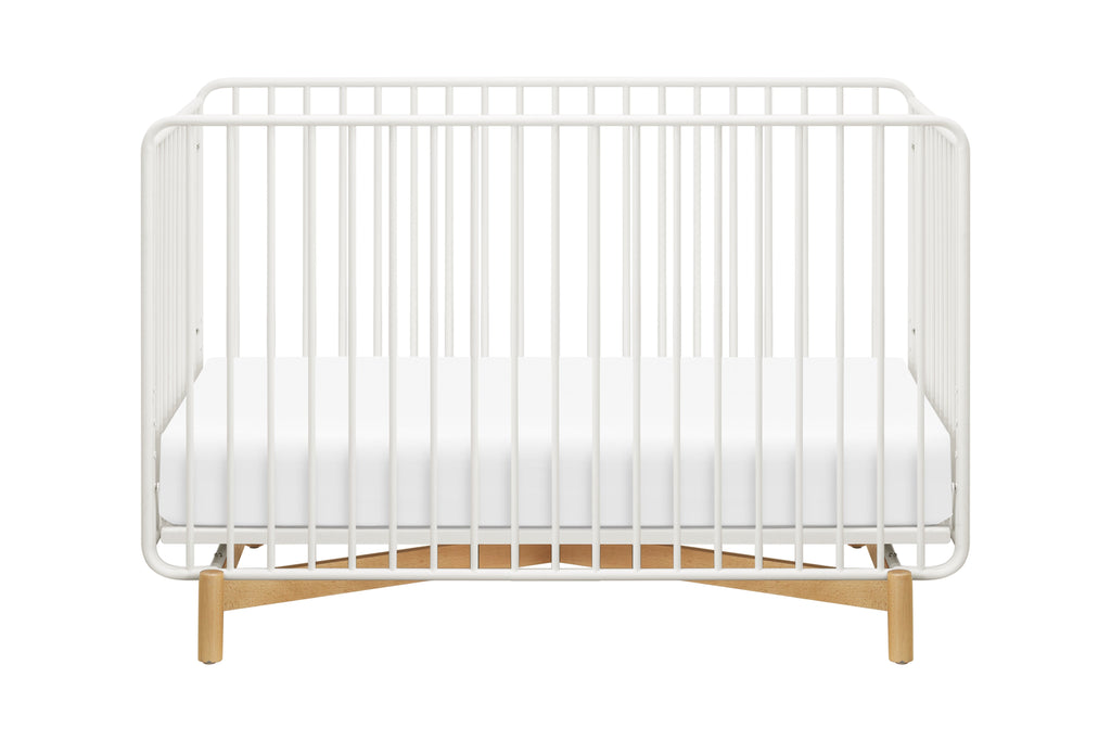 M15101RWB,Bixby Metal Crib with Toddler Bed Conversion Kit in Warm White/Natural Beech