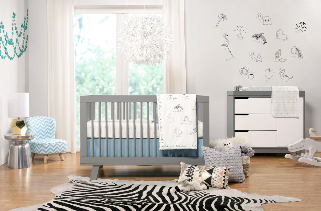 M4201G,Hudson 3-in-1 Convertible Crib with Toddler Bed Conversion Kit in Grey Finish