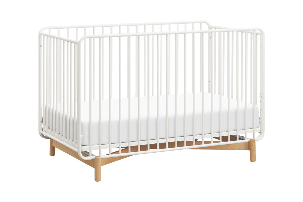 M15101RWB,Bixby Metal Crib with Toddler Bed Conversion Kit in Warm White/Natural Beech