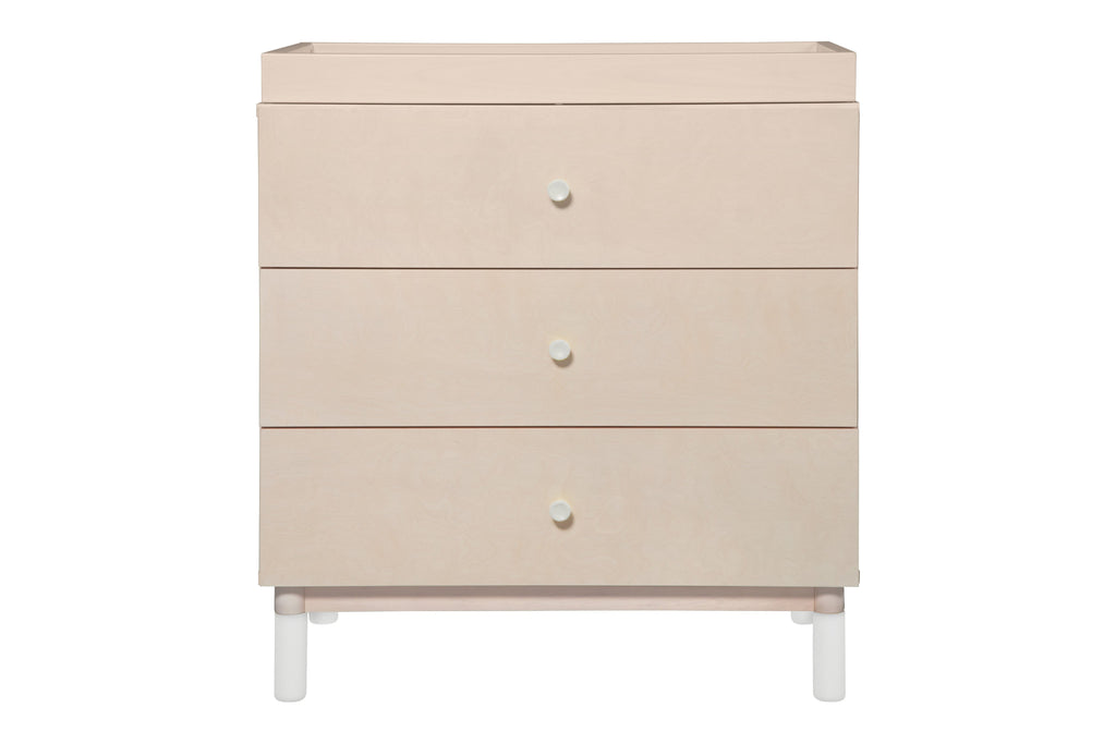 M12923NXW,Gelato 3-Drawer Changer Dresser White Feet w/Removable Changing Tray In Washed Natural