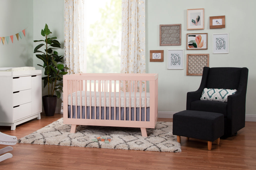M4201BP,Hudson 3-in-1 Convertible Crib with Toddler Bed Conversion Kit in Blush Pink