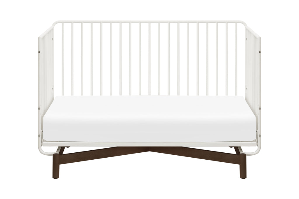 M15101RWL,Bixby Metal Crib with Toddler Bed Conversion Kit in Warm White/Walnut Stain
