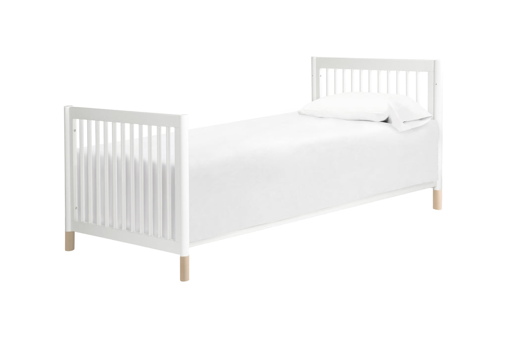 M12998WNX,Gelato 2-in 1 Mini Crib and Twin bed White Finish with Washed Natural Feet
