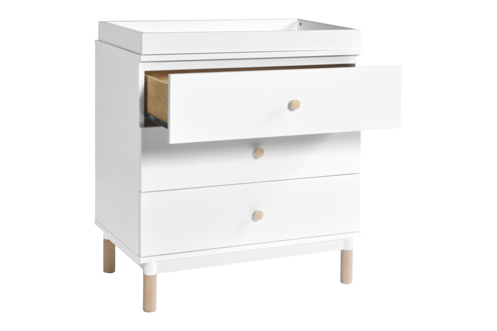 M12923WNX,Gelato 3-Drawer Changer Dresser Washed Natural Ft w/Removable Changing Tray In White