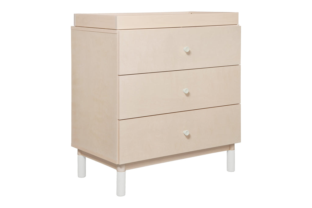 M12923NXW,Gelato 3-Drawer Changer Dresser White Feet w/Removable Changing Tray In Washed Natural