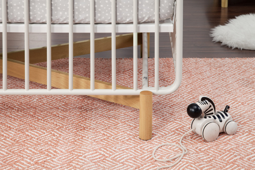 M15101RWB,Bixby Metal Crib with Toddler Bed Conversion Kit in Warm White/Natural Beech