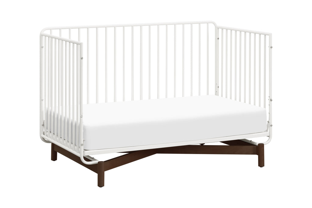 M15101RWL,Bixby Metal Crib with Toddler Bed Conversion Kit in Warm White/Walnut Stain