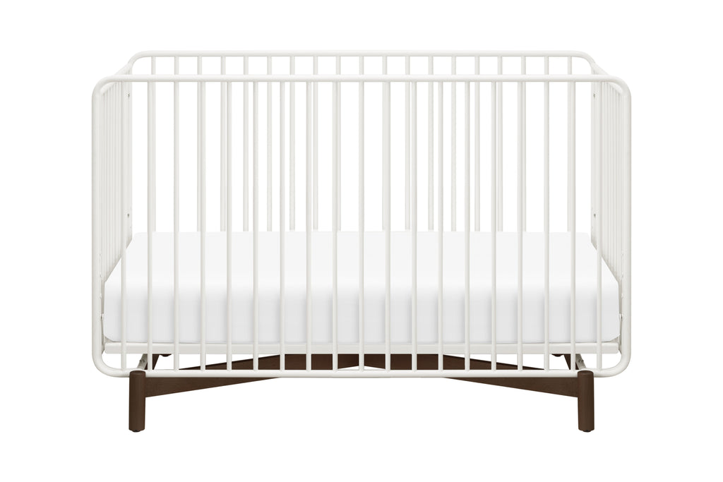 M15101RWL,Bixby Metal Crib with Toddler Bed Conversion Kit in Warm White/Walnut Stain