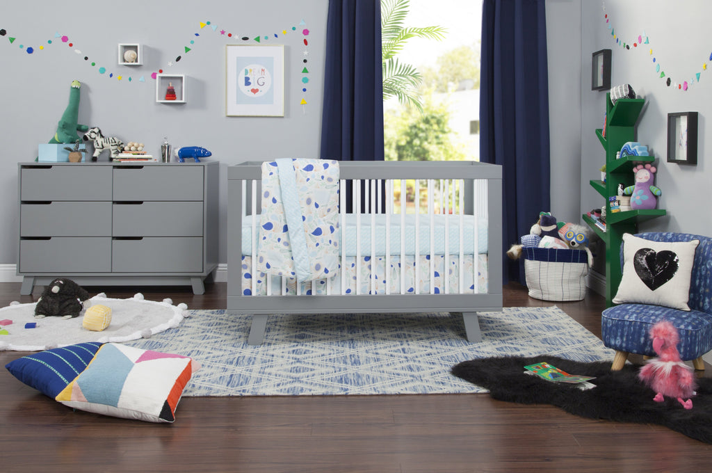 M4201GW,Hudson 3-in-1 Convertible Crib with Toddler Bed Conversion Kit in Grey/White