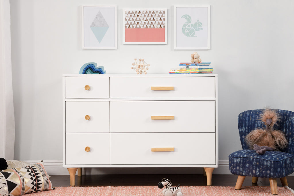 M9016WN,Lolly 6-Drawer Double Dresser Assembled in White/Natural