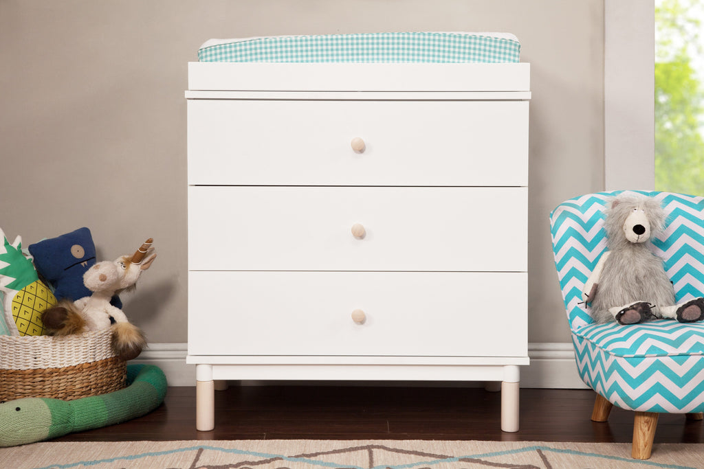 M12923WNX,Gelato 3-Drawer Changer Dresser Washed Natural Ft w/Removable Changing Tray In White