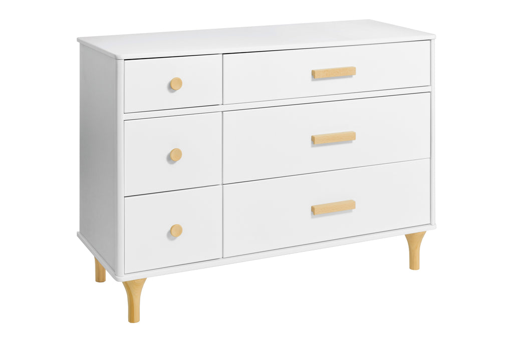 M9016WN,Lolly 6-Drawer Double Dresser Assembled in White/Natural