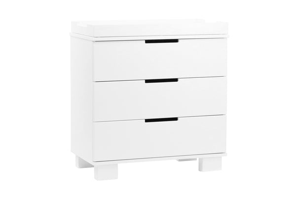 Modo 3-Drawer Changer Dresser  KD w/Removable Changing Tray in Espresso and White White