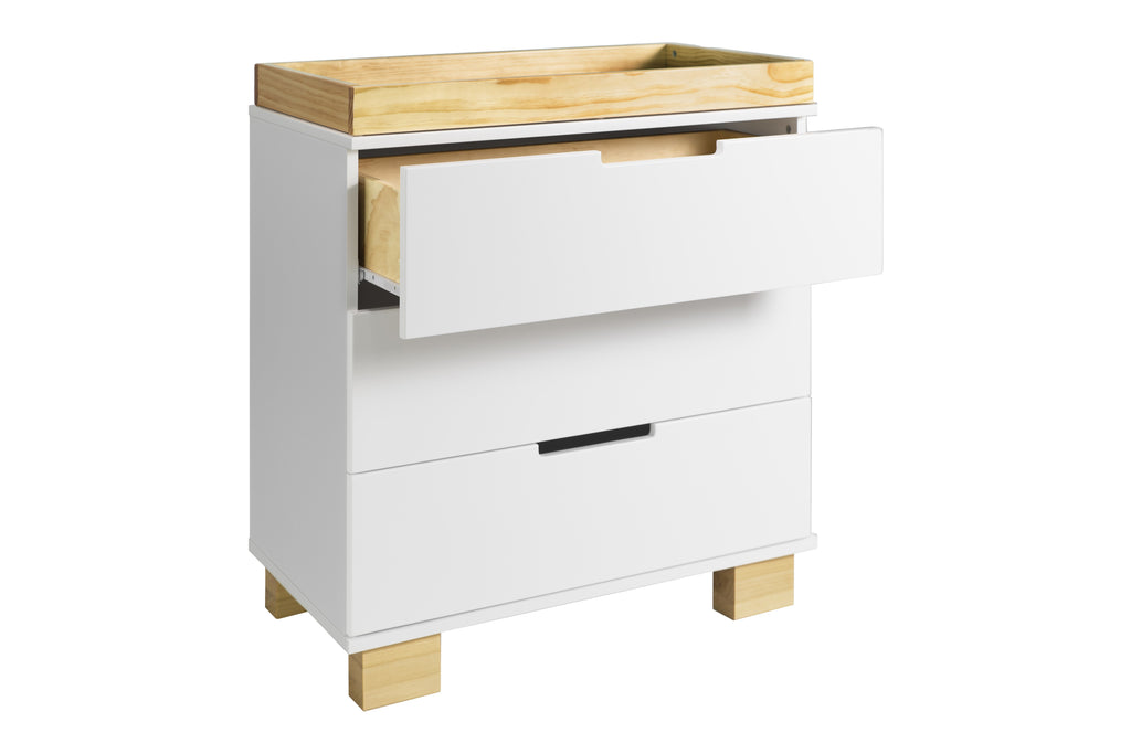 M6723WN,Modo 3-Drawer Changer Dresser  KD With Removable Changing Tray in White and Natural
