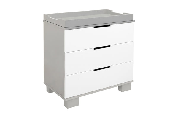 Modo 3-Drawer Changer Dresser  KD w/Removable Changing Tray in Espresso and White Grey / White