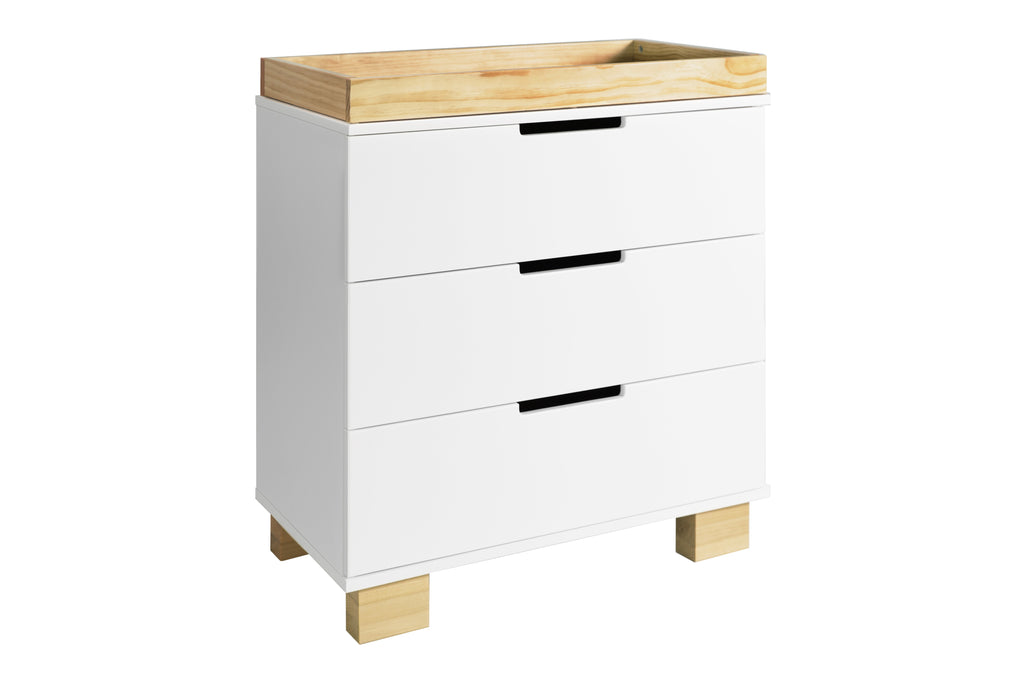 M6723WN,Modo 3-Drawer Changer Dresser  KD With Removable Changing Tray in White and Natural
