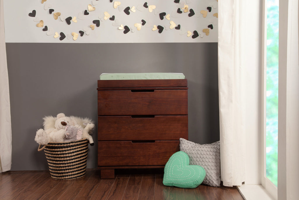 M6723Q,Modo 3-Drawer Changer Dresser  KD w/Removable Changing Tray in Espresso